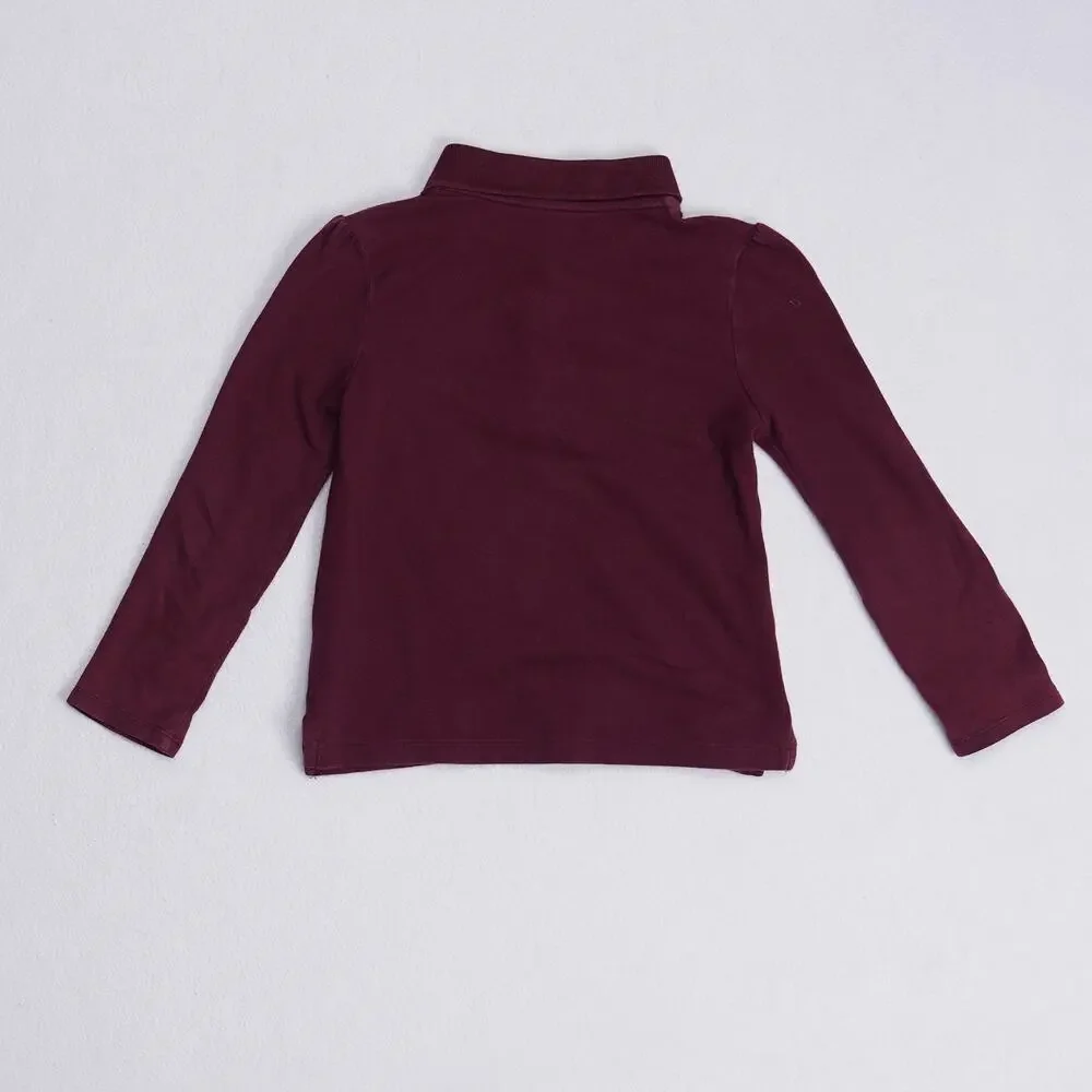 Childrens Place Girls Polo Shirt Size S 5/6 Burgundy Long Sleeve School Uniform